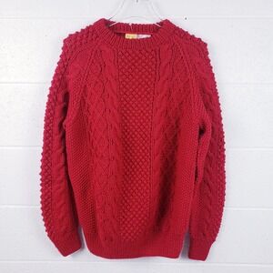 Vintage Tally-Ho Sweater Red Cable Knit Wool Pullover Womens Size Medium